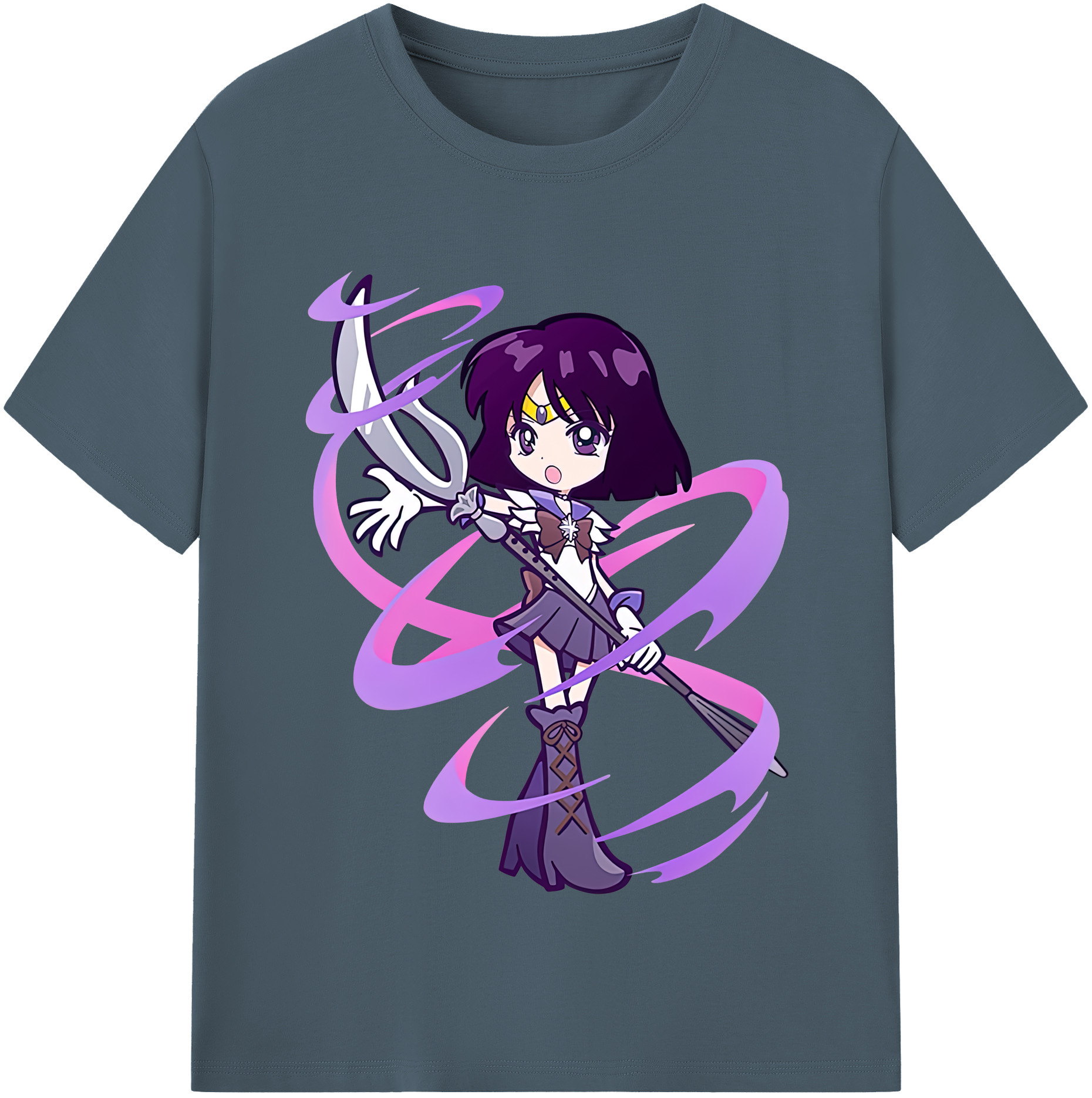 （画像用） 美少女戦士セーラームーン 土萠ほたる Sailor Moon Tomoe Hotaru （セーラーサターン；Sailor Saturn） 綿100％半袖Tシャツ（フロントプリント）